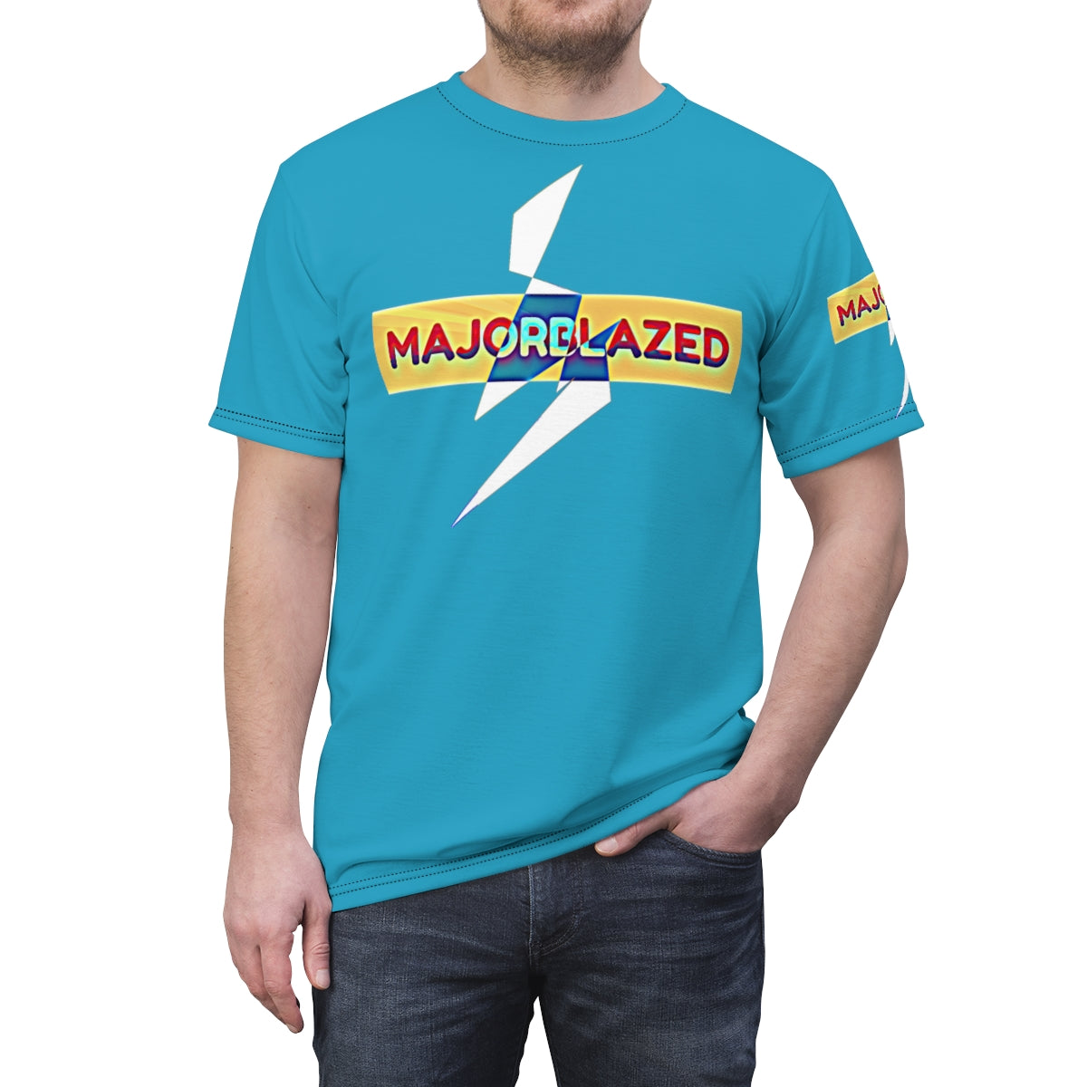 "MAJORBLAZED" Unisex Poly T-SHIRT (TURQUOISE)