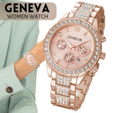 Women Classic Stainless Steel Crystal Quartz Round Analog Wrist Watch For Women