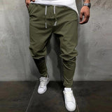 Men's Pants Solid Color Cropped Pants With Elastic Band