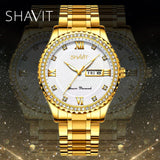 Men's Gold Watch Stainless Steel Quartz Analog Wristwatch For MEN Relojes De Hombre