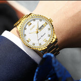 Men's Gold Watch Stainless Steel Quartz Analog Wristwatch For MEN Relojes De Hombre