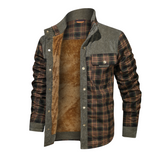 Thickened Shirt Jacket With Classic Plaid Fuzzy Fleece Lining Inside Design