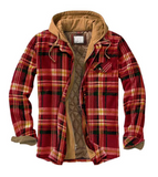 Thickened Cotton Padded Plaid Long Sleeve Loose Hooded Jacket