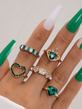 Retro personalized fashion metal diamond love palm ring multi-piece set