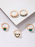 Retro personalized fashion metal diamond love palm ring multi-piece set