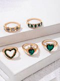 Retro personalized fashion metal diamond love palm ring multi-piece set