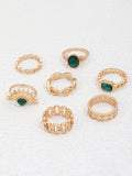 Retro personalized fashion metal diamond love palm ring multi-piece set