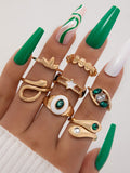 Retro personalized fashion metal diamond love palm ring multi-piece set