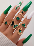 Retro personalized fashion metal diamond love palm ring multi-piece set