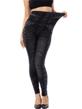 High waist beaded leggings stretch slim cropped pants