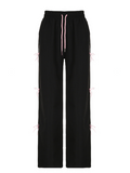 Street style loose personality bow stitching wide-leg casual trousers